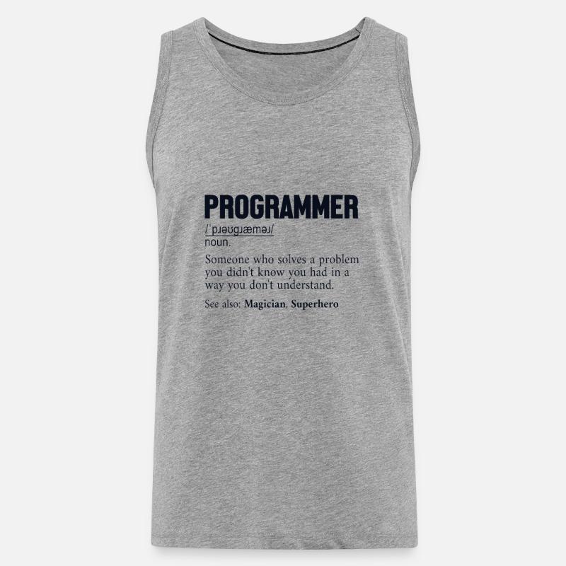 Programmer Definition Softwareentwickler Coder - Männer Premium Bio Tank Top - Grau meliert