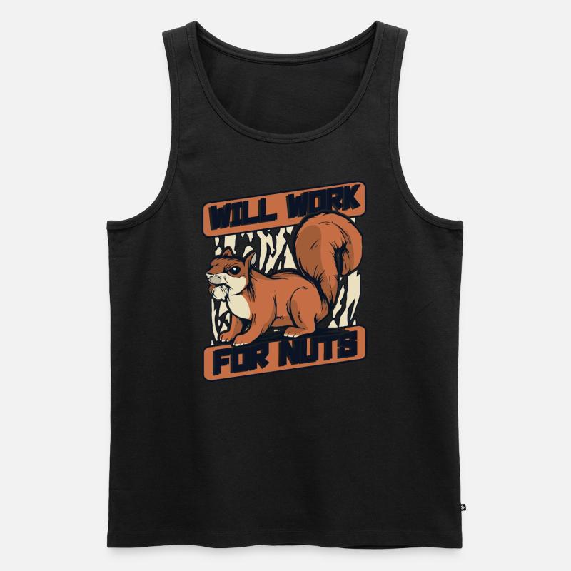 Will Work For Nuts Grauhörnchen Squirrel Männer Premium Bio Tank Top