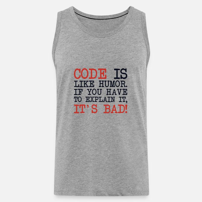 Code Explanation Developer Softwareentwickler - Männer Premium Bio Tank Top - Grau meliert