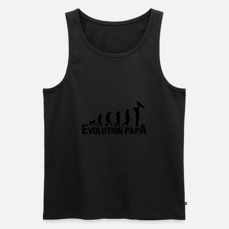 Evolution Papa - Männer Premium Bio Tank Top - Grau meliert