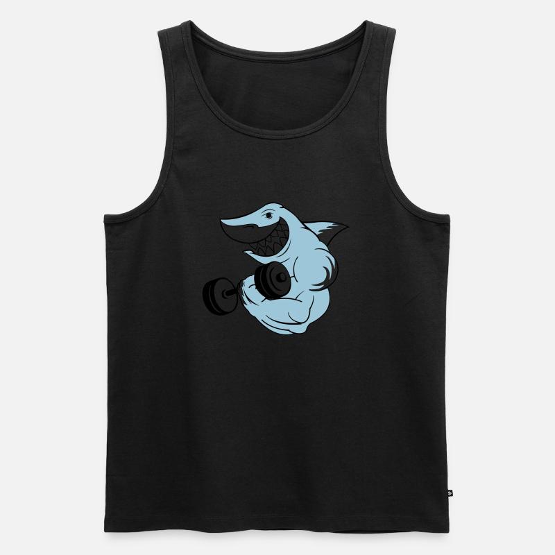 shark_bodybuilder - Männer Premium Bio Tank Top - Grau meliert