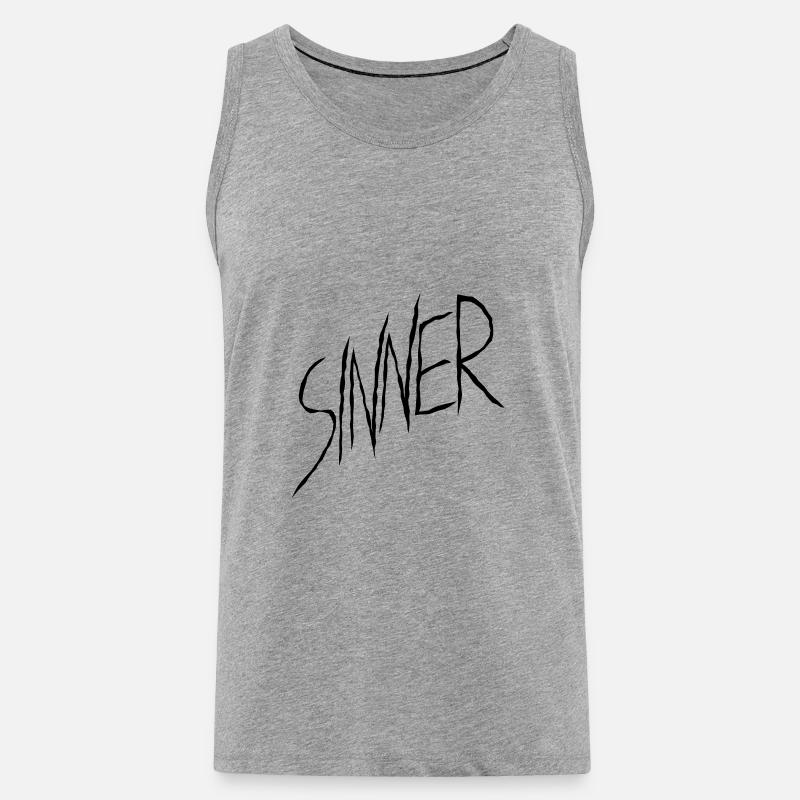 Sinner text design - Men's Premium Organic Tank Top - heather grey