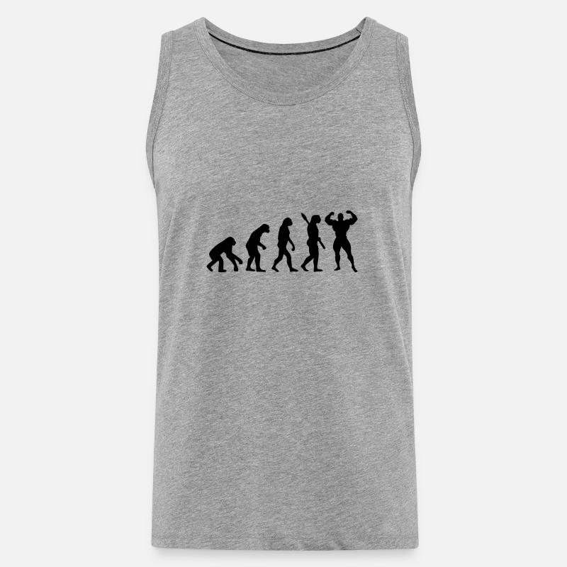 Evolution of Bodybuilder - Männer Premium Bio Tank Top - Grau meliert