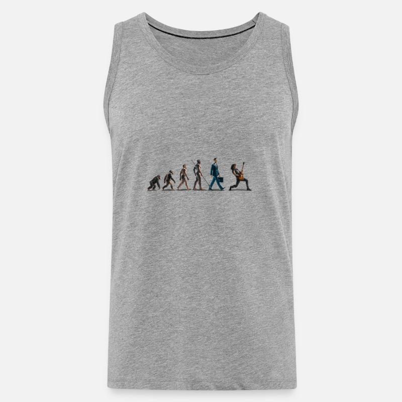 Evolution Guitar Player - Männer Premium Bio Tank Top - Grau meliert