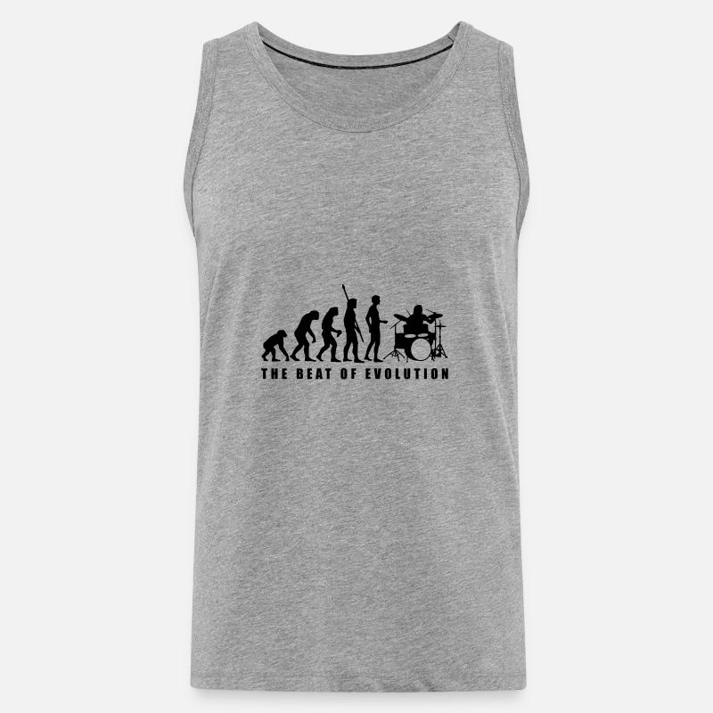 evolution_drummer_c_1c - Männer Premium Bio Tank Top - Grau meliert