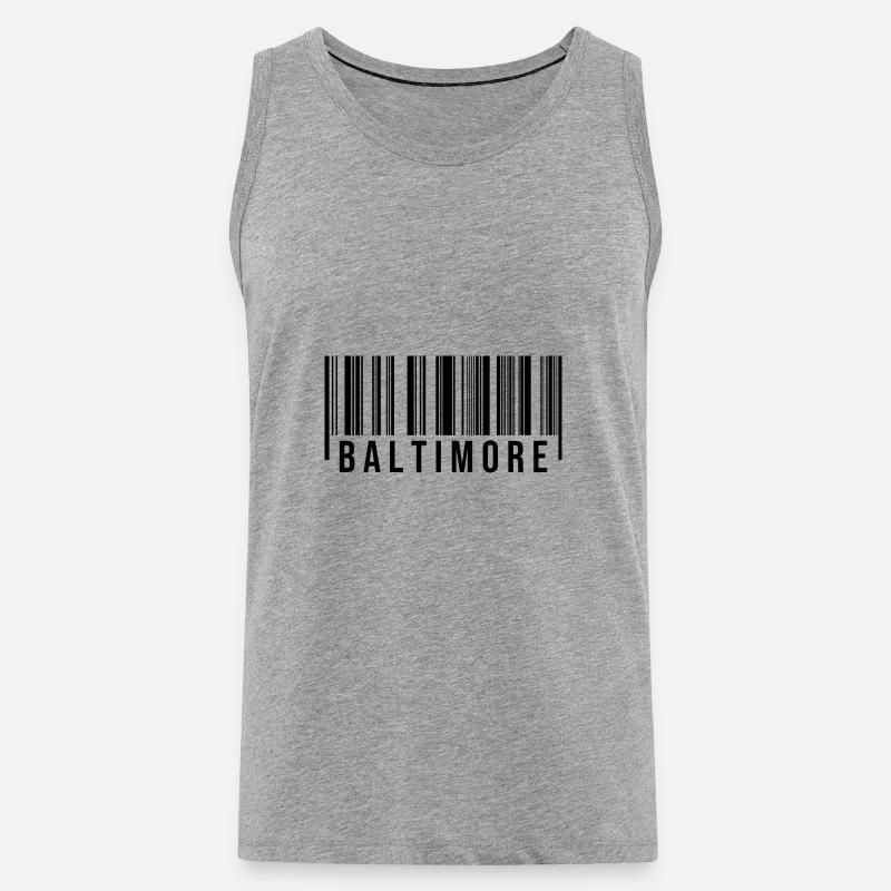 Baltimore Strichcode - Männer Premium Bio Tank Top - Grau meliert