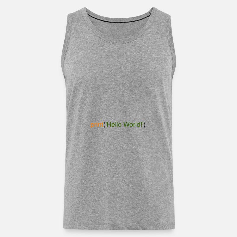 Hello World Python - Men's Premium Organic Tank Top - heather grey