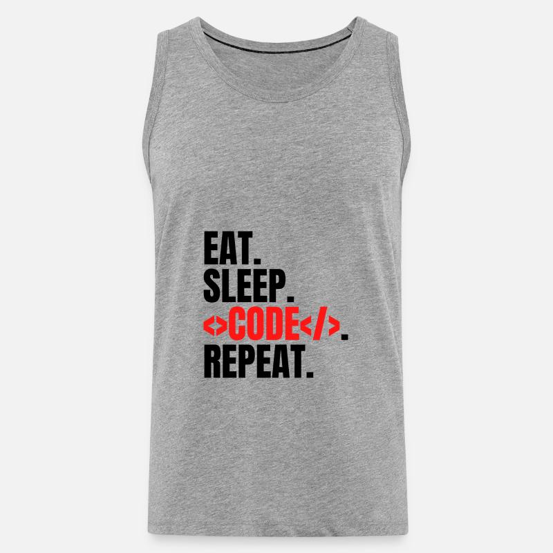 eat sleep code repeat - Männer Premium Bio Tank Top - Grau meliert