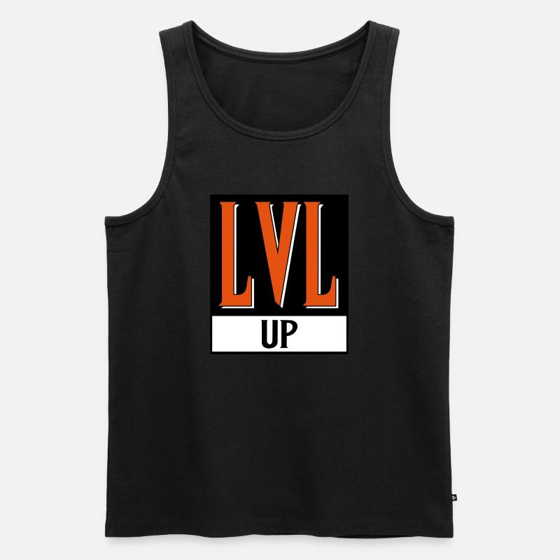level up nerd cod - Männer Premium Bio Tank Top - Grau meliert