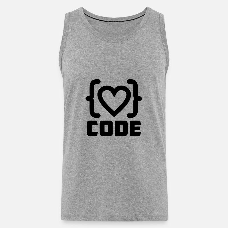 Herzprogrammierer Code Logo mit Text CODE - Männer Premium Bio Tank Top - Grau meliert