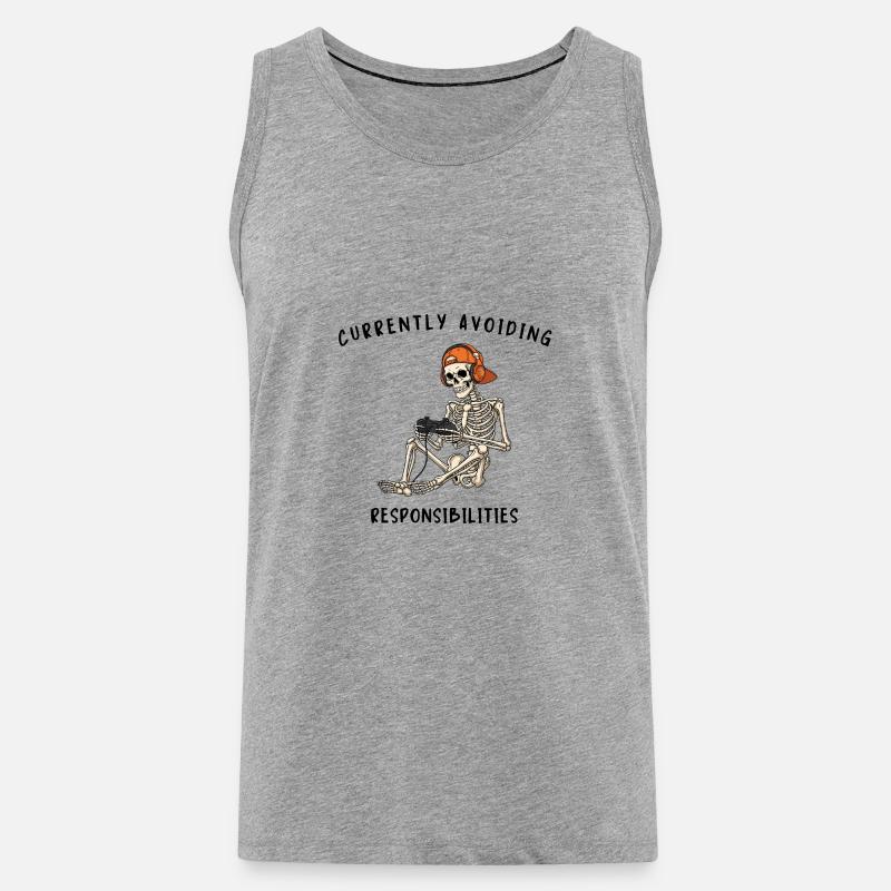 Skeleton Gaming Avoiding Responsibilities - Männer Premium Bio Tank Top - Grau meliert