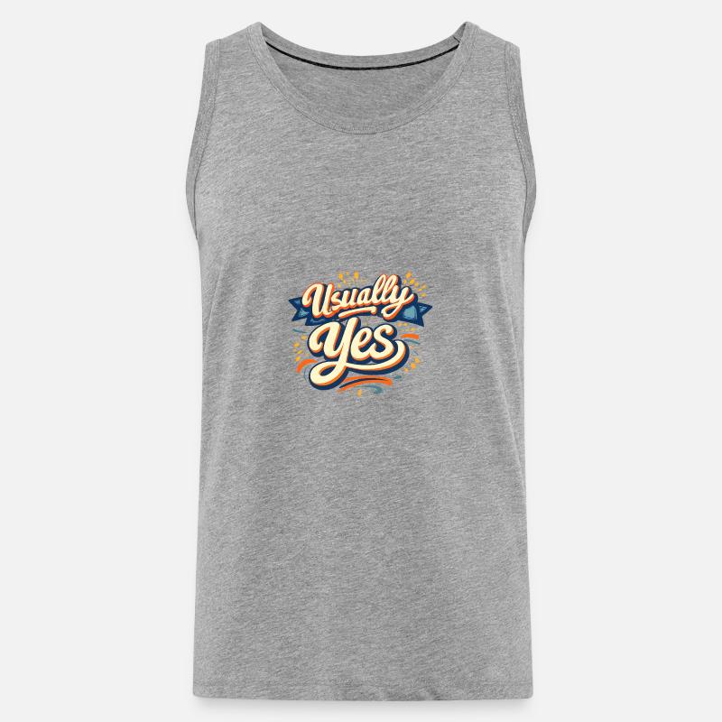 Usually Yes Retro Script - Männer Premium Bio Tank Top - Grau meliert