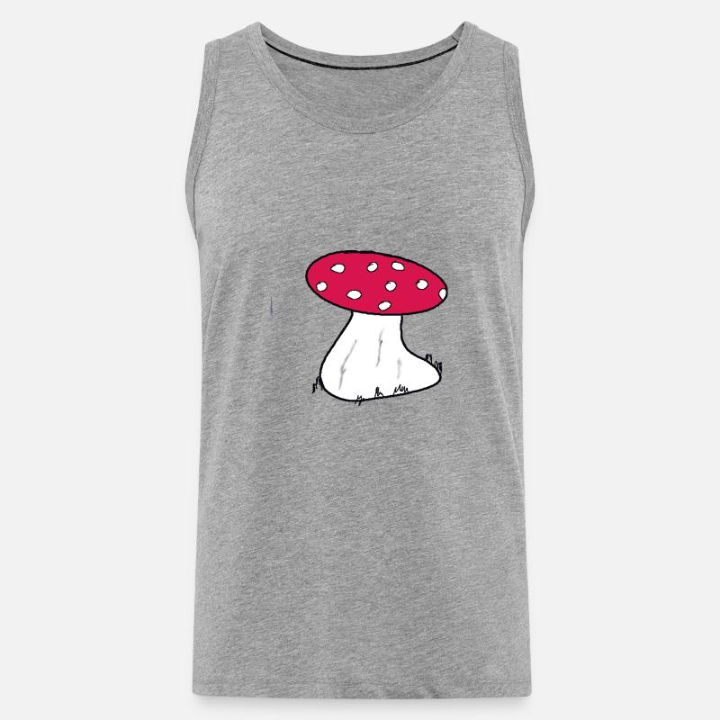 Red Toadstool Cartoon Pattern - Men's Premium Organic Tank Top - heather grey