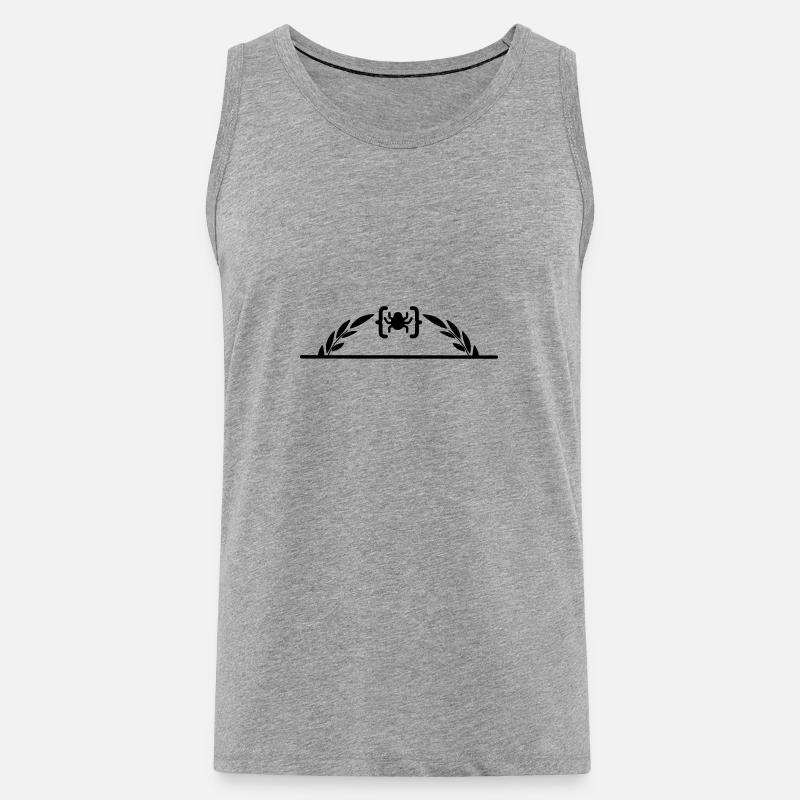 Code-Logo-Spinne im halben Lorbeerkranz - Männer Premium Bio Tank Top - Grau meliert