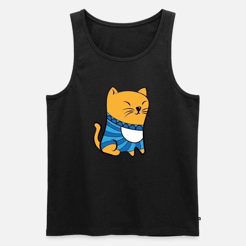 Katze mit Pullover - Männer Premium Bio Tank Top - undefined