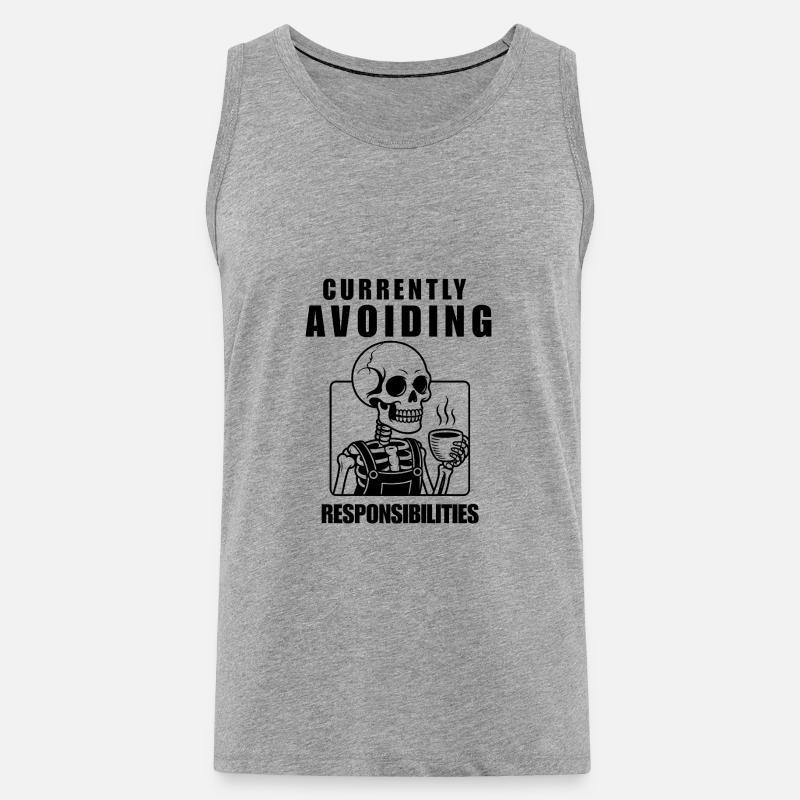 Currently Avoiding Responsibilities Skeleton - Männer Premium Bio Tank Top - Grau meliert