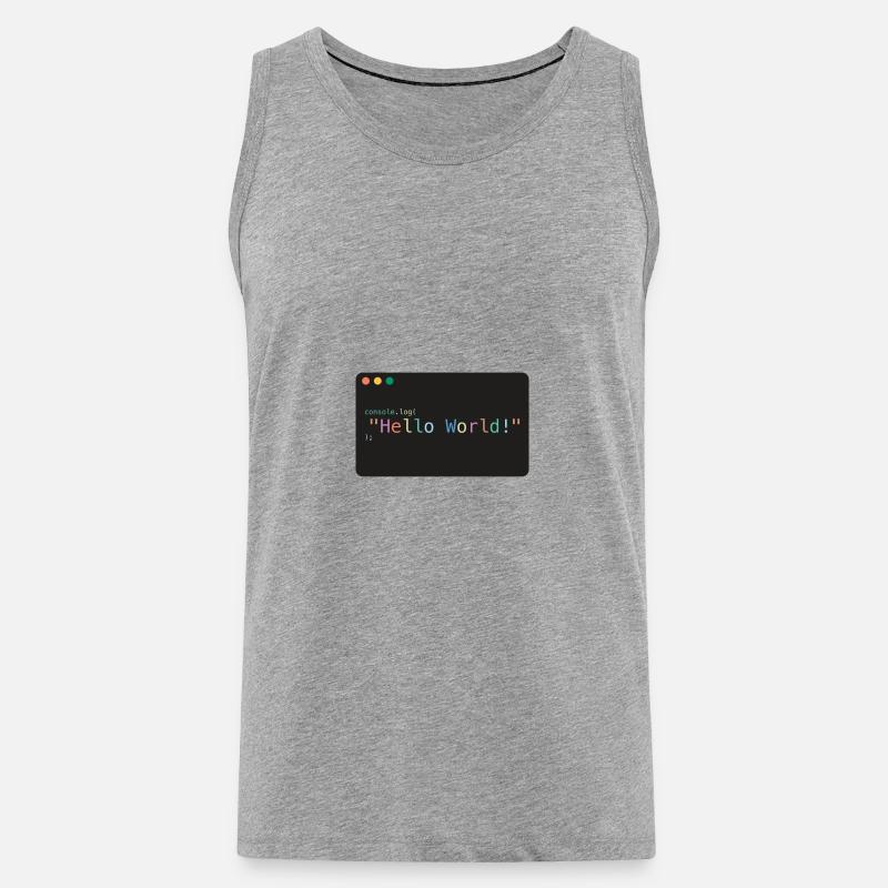 Hello World JavaScript console.log - Männer Premium Bio Tank Top - Grau meliert