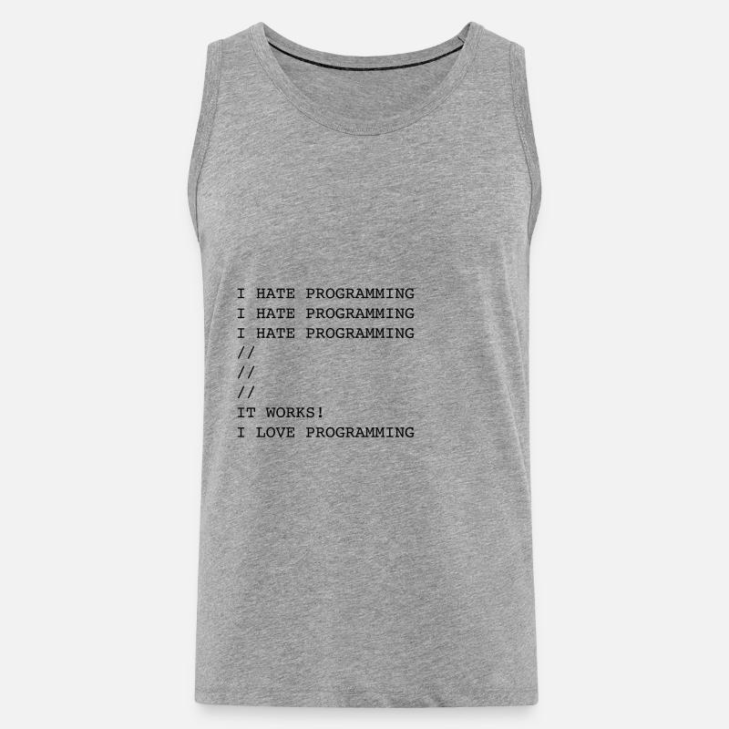 I Hate Programming - Männer Premium Bio Tank Top - Grau meliert