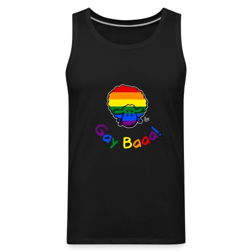 Gay Baaa! Pride Sheep (musta painos sateenkaari teksti) - Miesten premium hihaton paita
