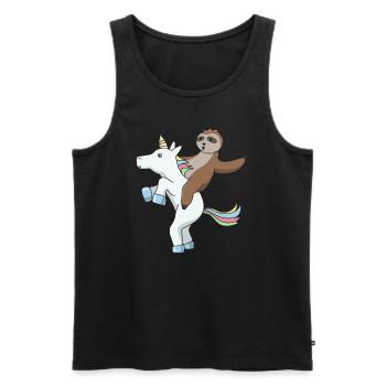 Faultier reitet Einhorn Geschenk lustig comic fun - Männer Premium Bio Tank Top - Schwarz - Vorne - Michal (187cm)