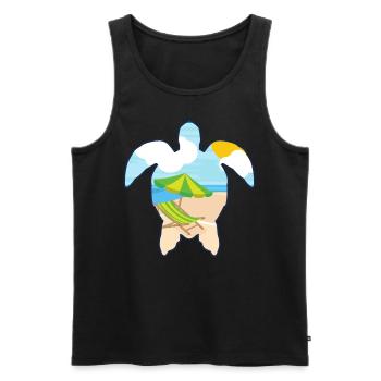 Summer Turtle / Schildkröte / Sommer / Sonne - Männer Premium Bio Tank Top - Schwarz - Vorne - Michal (187cm)