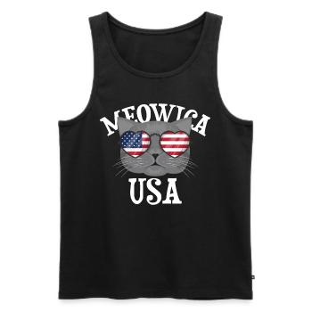 Meowica USA Cat (cat) - Men's Premium Organic Tank Top - black - Front - Michal (187cm)