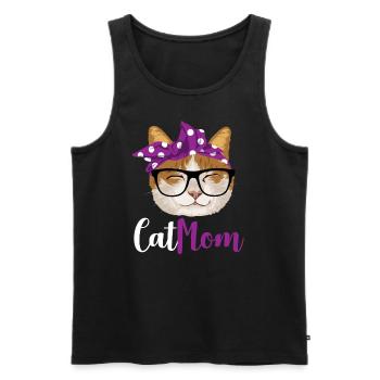 Maman de chat / maman de chats - Débardeur bio Premium Homme - noir - Devant - AI Model Male 178 light (178cm)