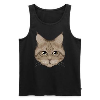 Brown Cat / Katze - Männer Premium Bio Tank Top - Schwarz - Vorne - AI Model Male 178 light (178cm)