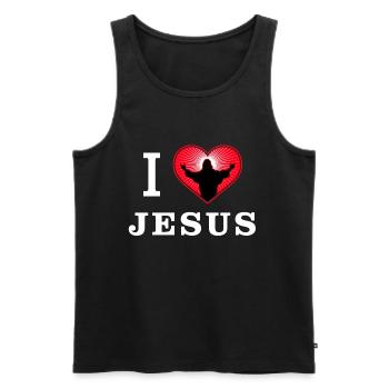 Ich liebe Jesus Christus - Männer Premium Bio Tank Top - Schwarz - Vorne - Michal (187cm)