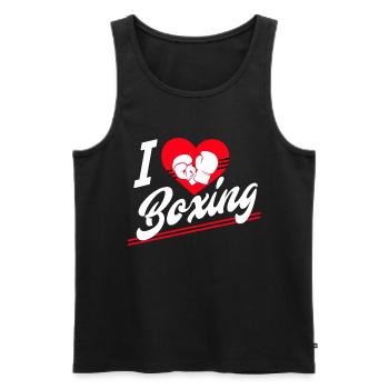 Ich liebe Boxen - Männer Premium Bio Tank Top - Schwarz - Vorne - Michal (187cm)