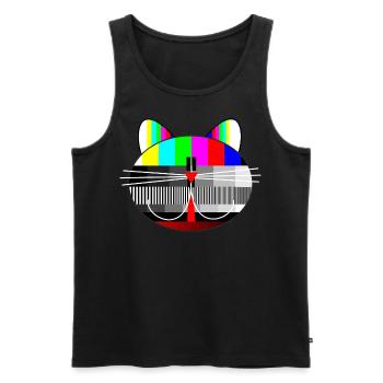 TV - Test Cat, TV, Movie, Fun, Retro - Men's Premium Organic Tank Top - black - Front - AI Model Male 178 light (178cm)