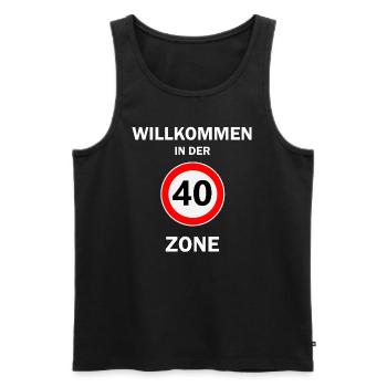 40ème anniversaire des années 40, 40ème zone cadeau - Débardeur bio Premium Homme - noir - Devant - AI Model Male 178 light (178cm)