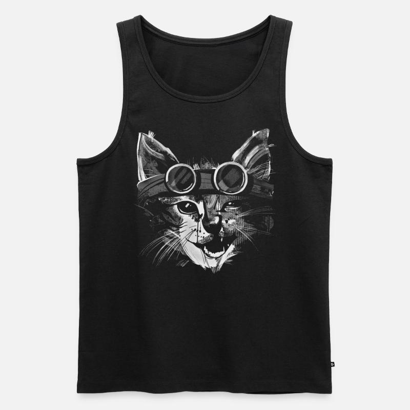 Chat cool en blanc - Débardeur bio Premium Homme - noir