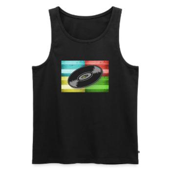 Vinyle sur Pop Art - Débardeur bio Premium Homme - noir - Devant - AI Model Male 178 light (178cm)