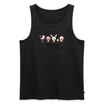 Des amis pas de la nourriture - Débardeur bio Premium Homme - noir - Devant - AI Model Male 178 light (178cm)