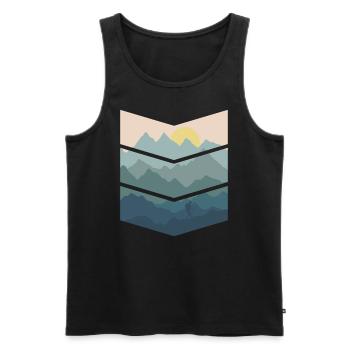 Berge Natur geometrisch Wandern Wanderurlaub - Männer Premium Bio Tank Top - Schwarz - Vorne - AI Model Male 178 light (178cm)