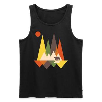 Bär Berge Berg geometrisch Geschenk Natur Tier - Männer Premium Bio Tank Top - Schwarz - Vorne - AI Model Male 178 light (178cm)