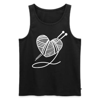 Stricken Wolle Herz Nadeln Geschenk Handarbeit - Männer Premium Bio Tank Top - Schwarz - Vorne - AI Model Male 178 light (178cm)