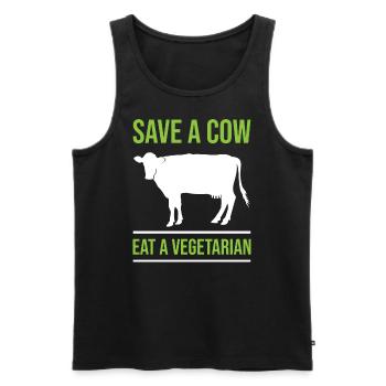 Cow cows gift agriculture beef animal farmer - Men's Premium Organic Tank Top - black - Front - Michal (187cm)