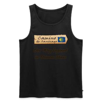 Santiago - Men's Premium Organic Tank Top - black - Front - AI Model Male 178 light (178cm)