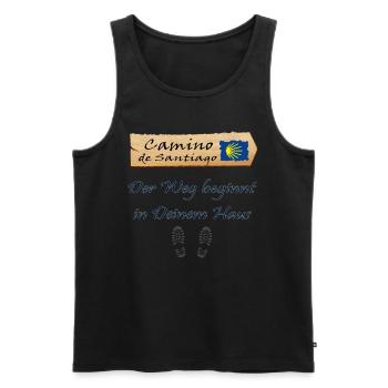 Jakobsweg - Männer Premium Bio Tank Top - Schwarz - Vorne - AI Model Male 178 light (178cm)