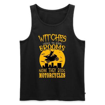 Witch drives a motorcycle on Halloween - Men's Premium Organic Tank Top - black - Front - Michal (187cm)
