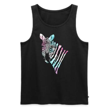 Zebra Zebras Geschenk Streifen Afrika neon Tier - Männer Premium Bio Tank Top - Schwarz - Vorne - AI Model Male 178 light (178cm)