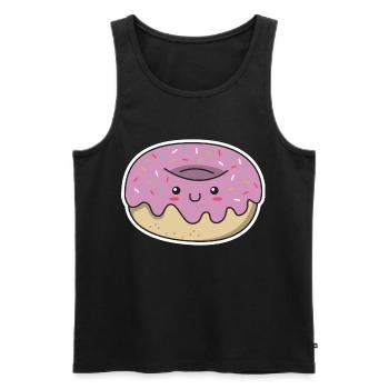 Donut kawaii cadeau glaçage visage mignon - Débardeur bio Premium Homme - noir - Devant - AI Model Male 178 light (178cm)