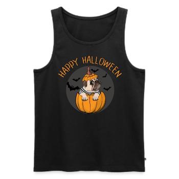 happy Halloween mops - Débardeur bio Premium Homme - noir - Devant - AI Model Male 178 light (178cm)