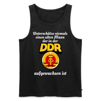 DDR - Männer Premium Bio Tank Top - Schwarz - Vorne - Michal (187cm)