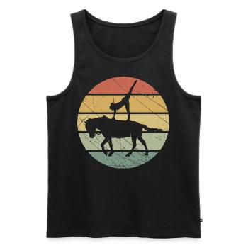 Cheval de cheval d'équitation rétro Volti - Débardeur bio Premium Homme - noir - Devant - Michal (187cm)