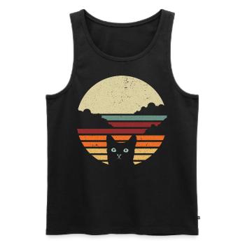 Chat vintage cadeau chat Maine Coon - Débardeur bio Premium Homme - noir - Devant - Michal (187cm)