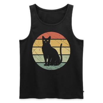 Katze retro vintage Katzen - Männer Premium Bio Tank Top - Schwarz - Vorne - AI Model Male 178 light (178cm)