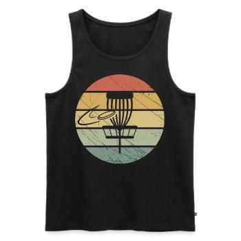Disc Golf Retro - Männer Premium Bio Tank Top - Schwarz - Vorne - AI Model Male 178 light (178cm)